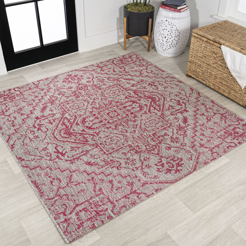 Estrella Bohemian Medallion Textured Weave Square Indoor/Outdoor Area Rug