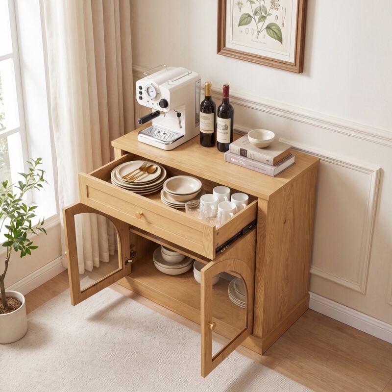 Medful Arched Glass Door Sideboard Cabinet image number 3