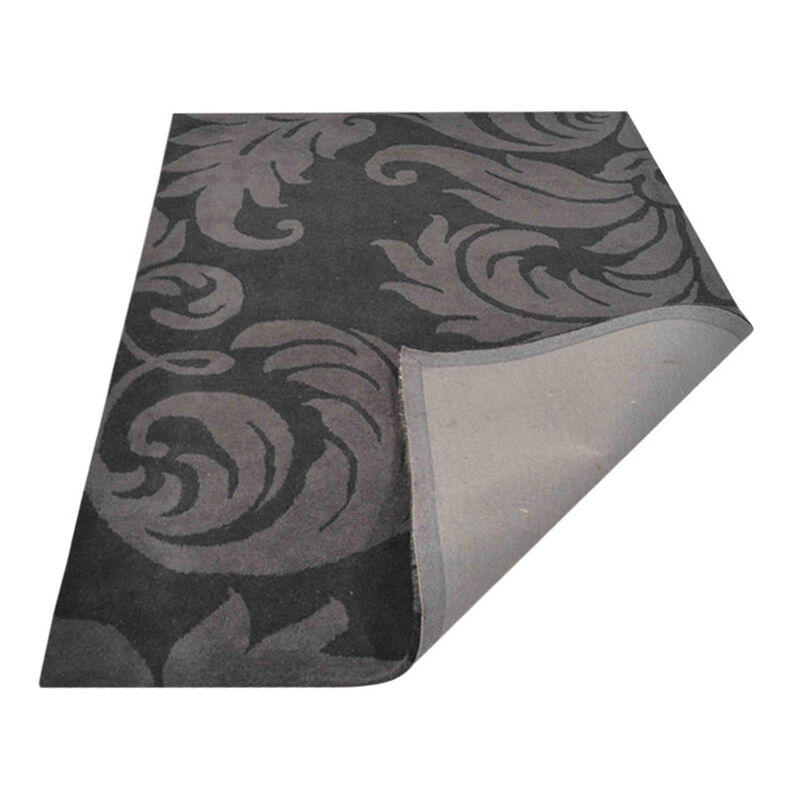 RUGSOTIC CARPETS HAND TUFTED WOOL ECO-FRIENDLY AREA RUGS  - 5'x8', Rectangle Shape, Black & Gray, Floral Modern Design, High Pile Thick Handmade Area Rugs for Living Room, Bed Room (K00203)