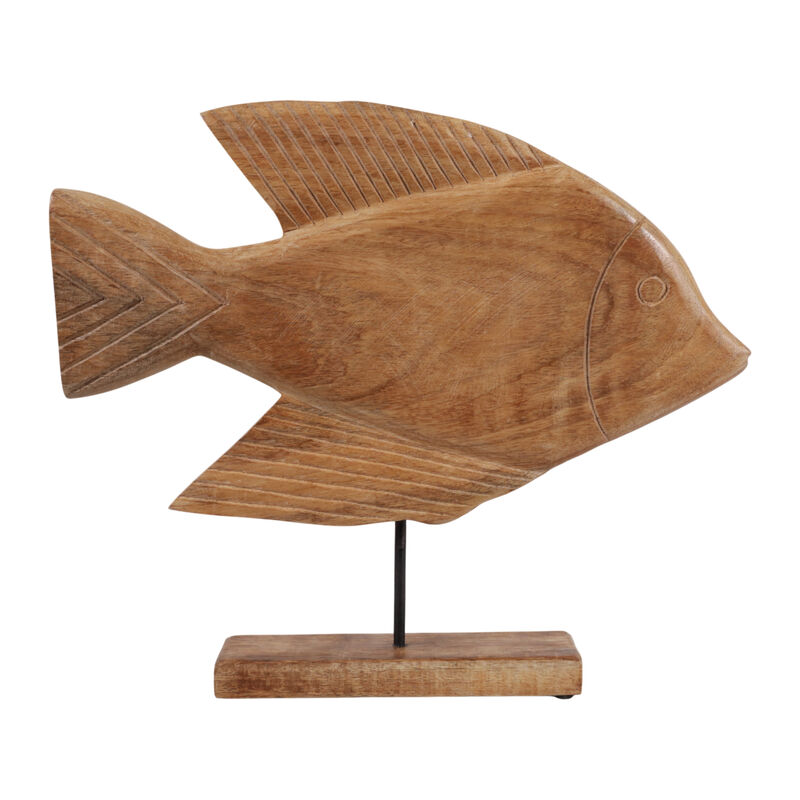 16x11" Wood Fish On Base image number 3