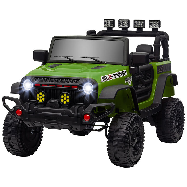 BreeBe 12V Battery Powered Ride on Car, Ride on Truck w/ Remote, 4 Suspension Wheels, Music Horn Lights