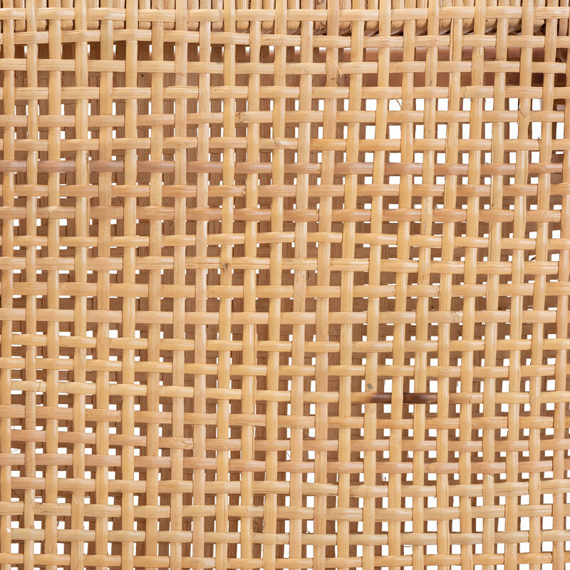 Baxton Studio Caspia Mid-Century Modern Walnut Brown Mahogany Wood and Natural Rattan Counter Stool