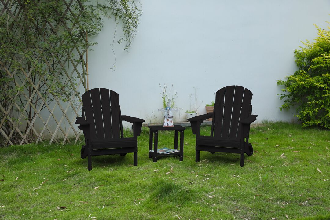 Hivvago Folding Adirondack Chair Set with Side Table