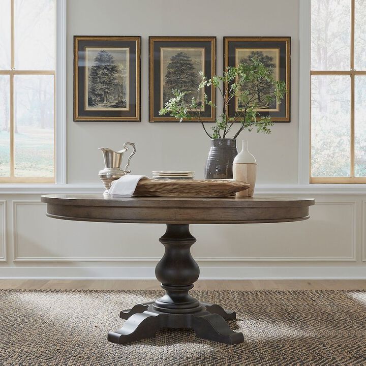 Liberty Furniture Opt Pedestal Table in Poplar & Rubberwood Solids w/ White Oak Veneers