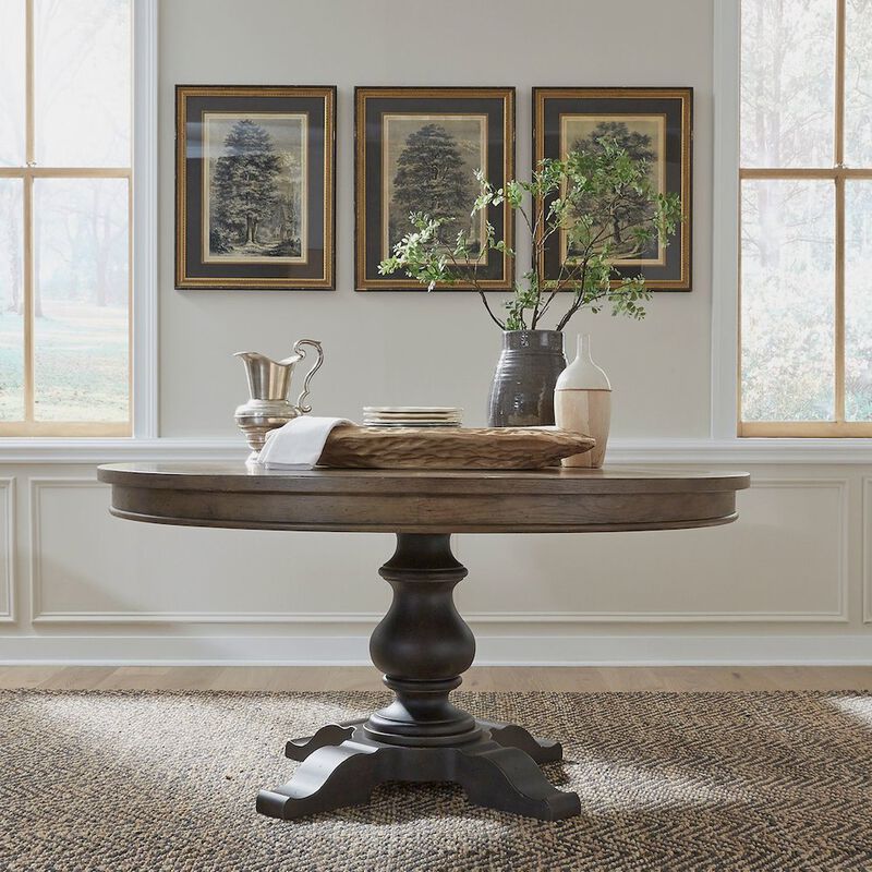 Liberty Furniture Opt Pedestal Table in Poplar & Rubberwood Solids w/ White Oak Veneers image number 1