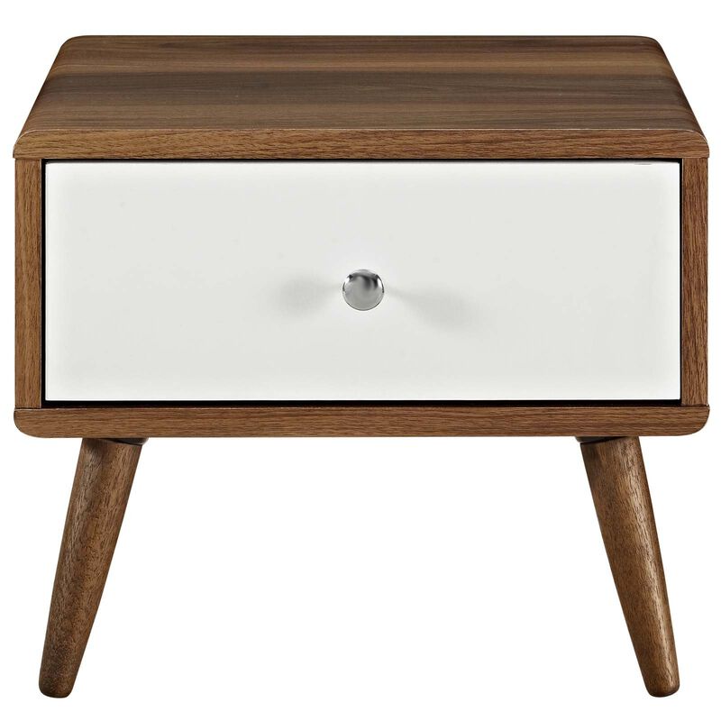 Modway Transmit Mid-Century Modern Nightstand or Side Accent Table in Walnut image number 2