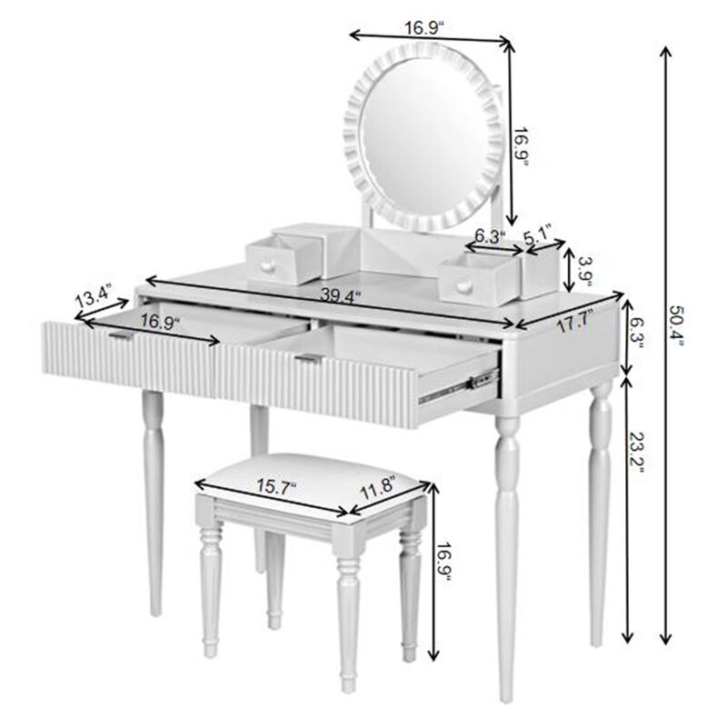 Merax Luxury Vanity Desk Dressing Table with 1 Stool