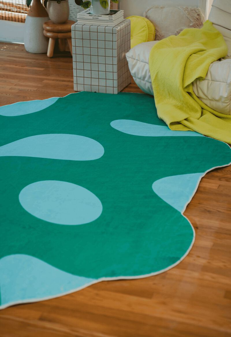 Lany Space Area Rug, Washable Rugs Non-Slip, Irregular Moss Design Rug for Living Room image number 7