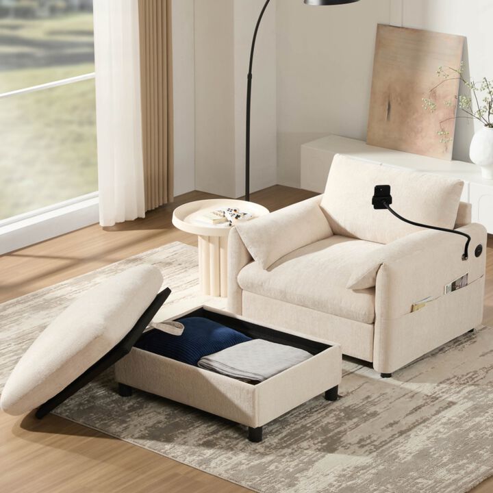 Kiple Modern Chenille Accent Chair & Ottoman Set