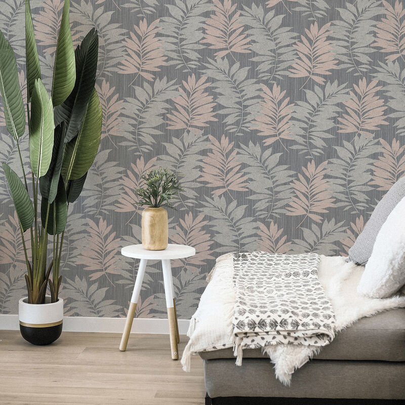 Bernis Slate Palm Leaf Wallpaper image number 3