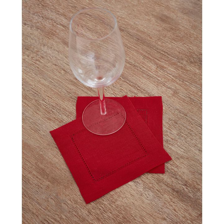 Linen Cocktail Napkins - Classic Hemstitch