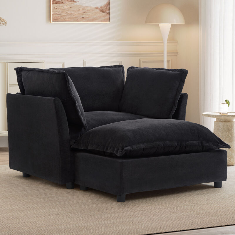 Merax Modern Armchair Sofa with Movable Ottoman