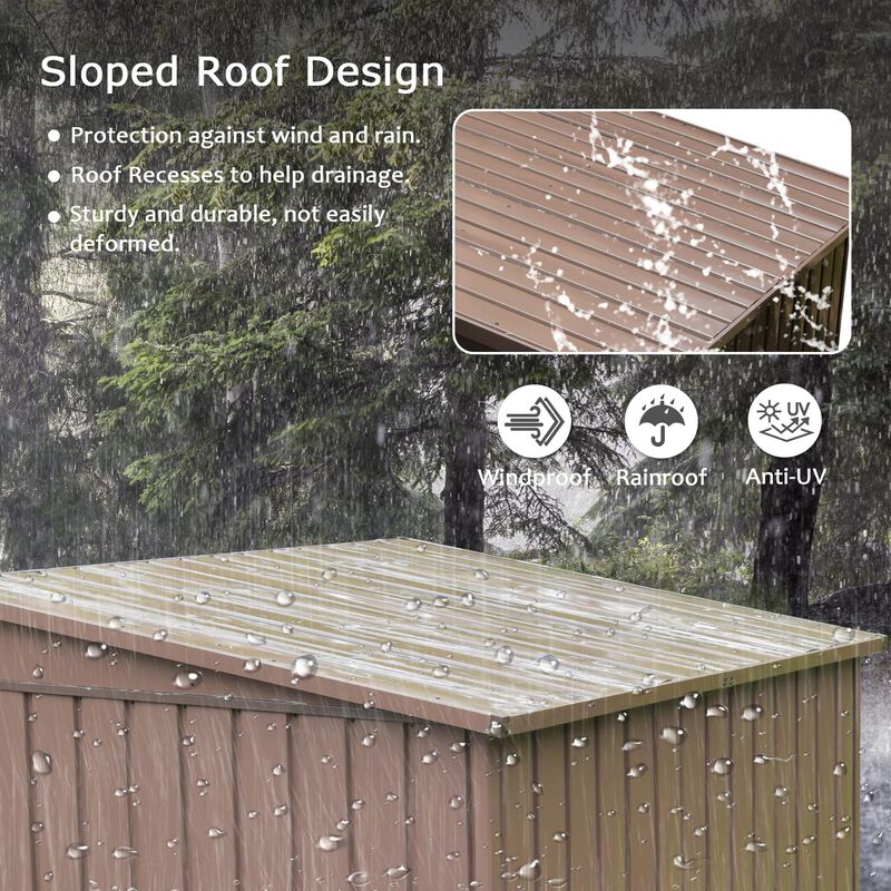 CLIHOME 6x4Ft Backyard Galvanized Steel Frame Storage Shed,Outdoor Metal Tool Shed Storage Room with Lockable Door image number 4