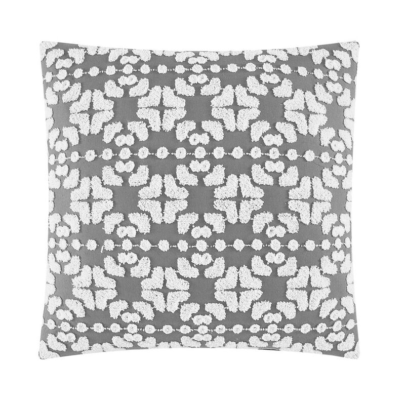 Chic Home Sofia Cotton Comforter Set Clip Jacquard Striped Pattern Design Bedding - Decorative Pillow Shams Included - 4 Piece - King 104x96", Grey