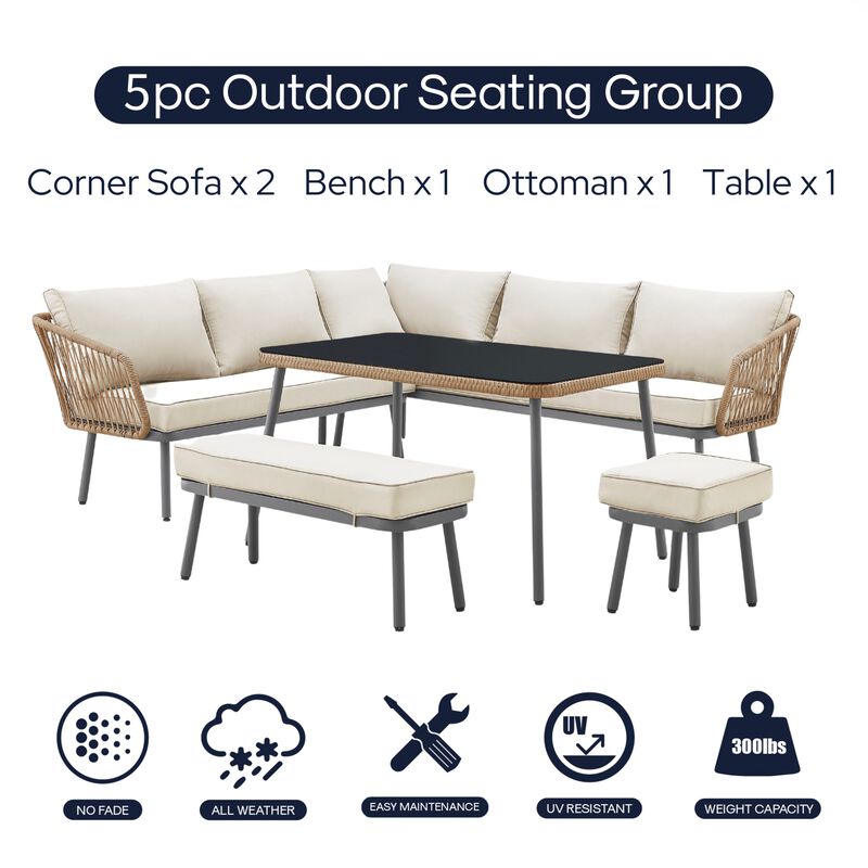 Inspired Home Brailynn  Outdoor 5pc Seating Group