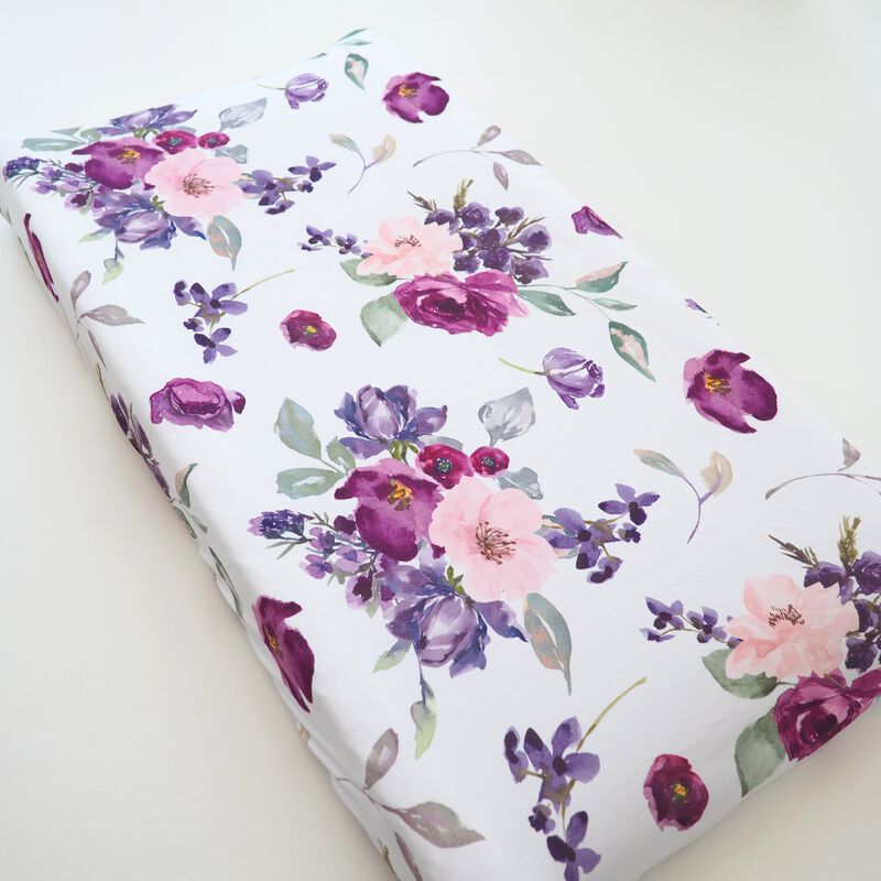 Baby Changing Pad Cover - Purple & Blush Floral