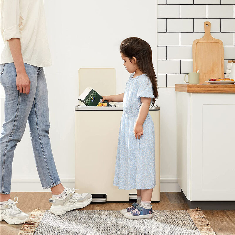 2 x 8 Gallon Black Dual Trash Garbage Can with Lid