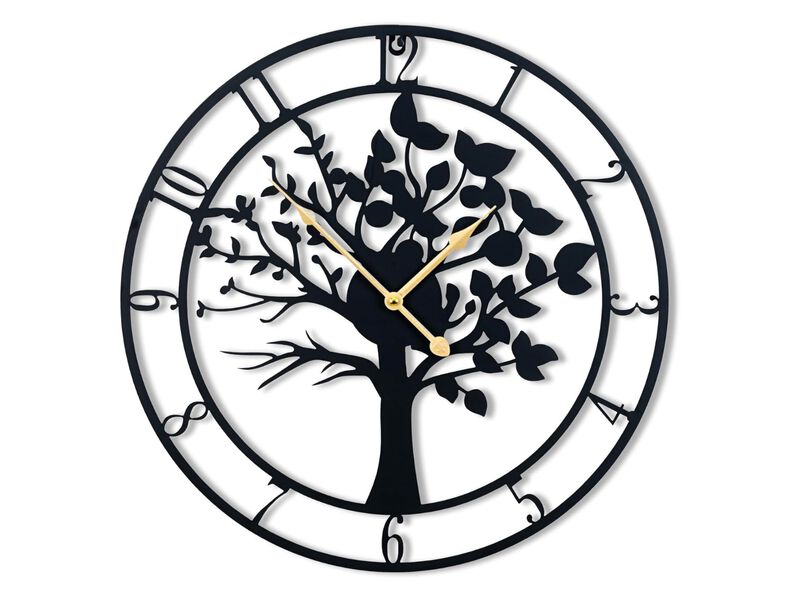 24 Inch Tree of Life Wall Clock Silent Non Ticking Metal Battery Operated Decor image number 0