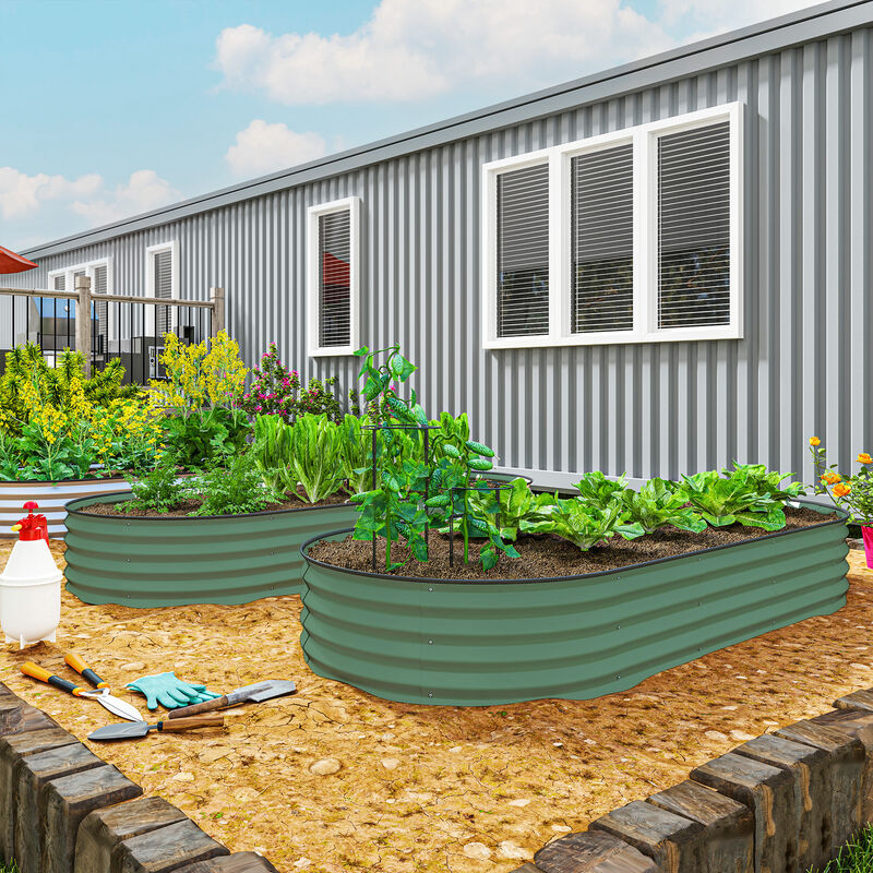 Hivvago 2-Piece Raised Garden Bed Set with Metal Stakes image number 1