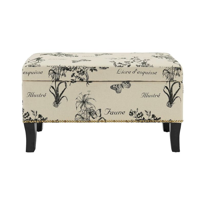 Linon Stephanie Ottoman Botanical Linen image number 2