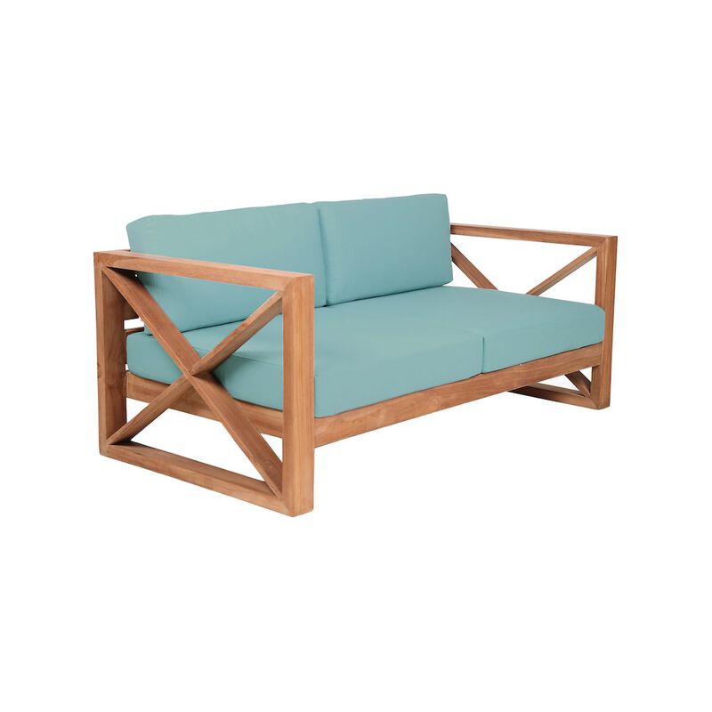 Meridian Furniture Anguilla Blue Water Resistant Fabric Outdoor Loveseat