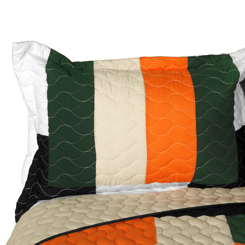 Jungle Exploration Quilted Patchwork Quilt Set 3PC Queen Size Cozy Bedding image number 4