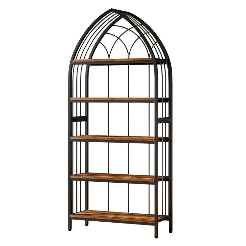 Tribesigns 5-Tier Bookshelf Industrial Curved Wooden image number 0