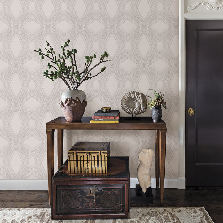 Relativity Off White Geometric Wallpaper