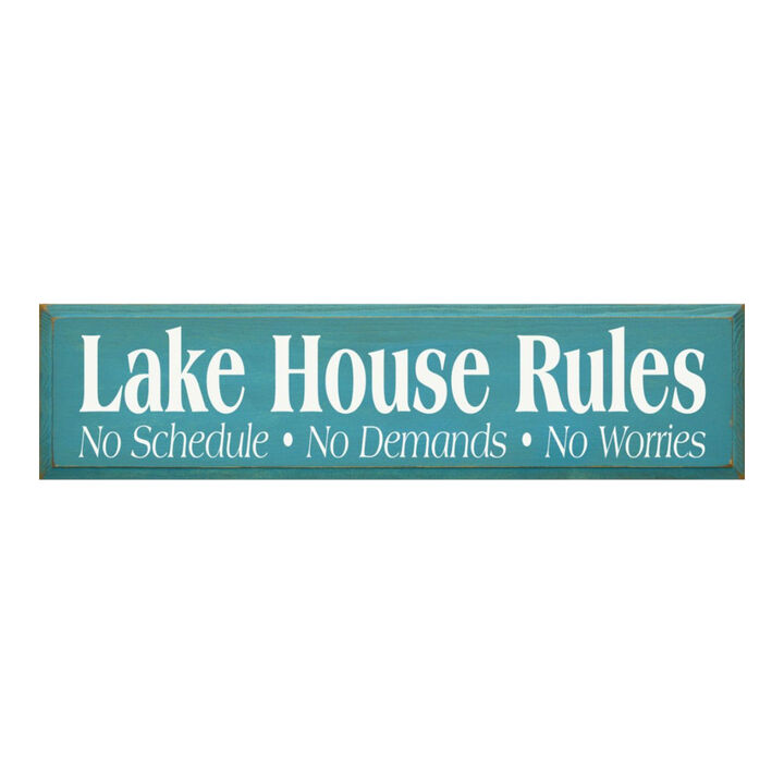 Lake House Rules Wooden Sign Rustic Cabin Cottage Wall Decor with Relaxing Quote