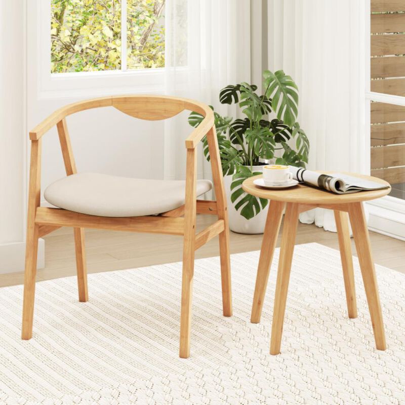 Bamboo Accent Chair with Armrest and Curved Backrest image number 1
