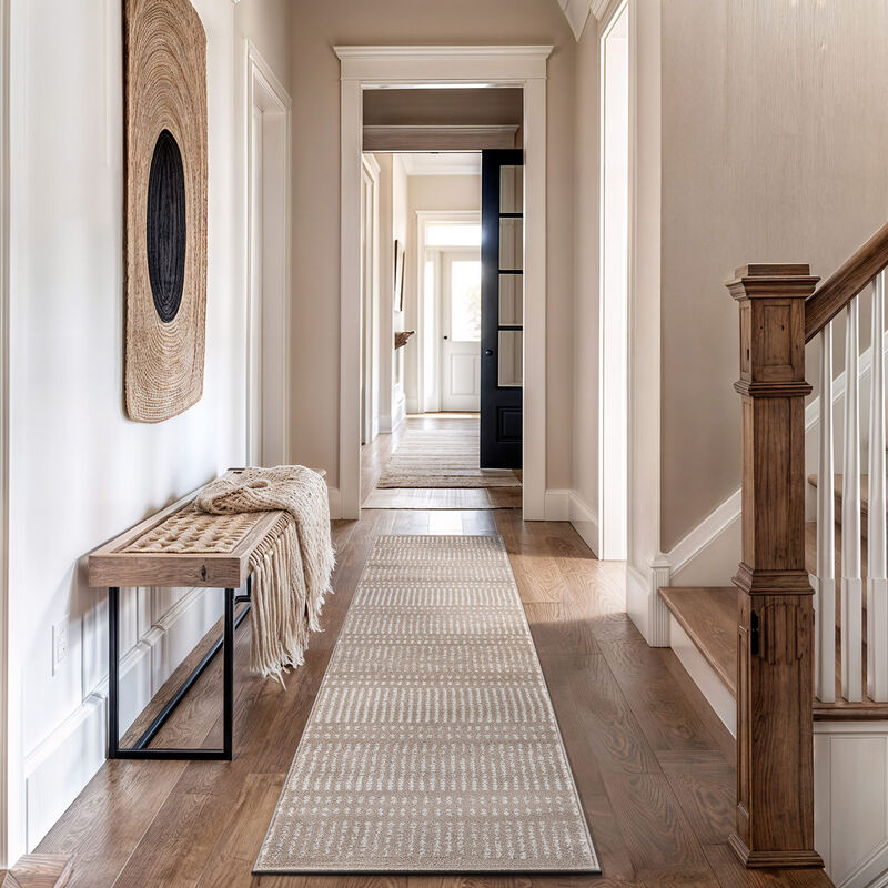 World Rug Gallery Contemporary Minimalistic Stripe LInes Area Rug:  Abstract Pattern,  Low Pile,  Stain-Resistant image number 5