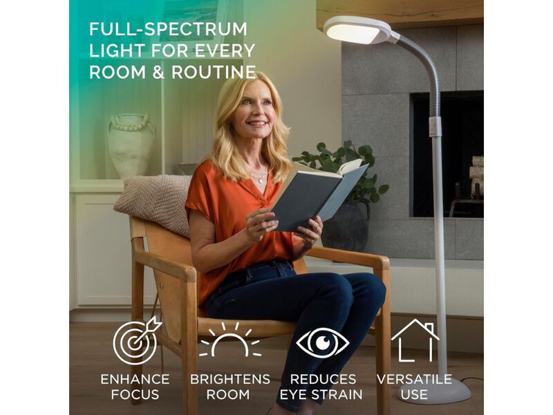 Full Spectrum LED Floor Lamp with Gooseneck Adjustable for Reading Office image number 1