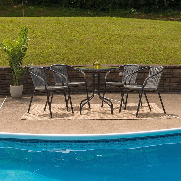 28RD Gray Table Set w/Rattan
