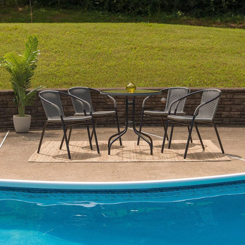 28RD Gray Table Set w/Rattan image number 1