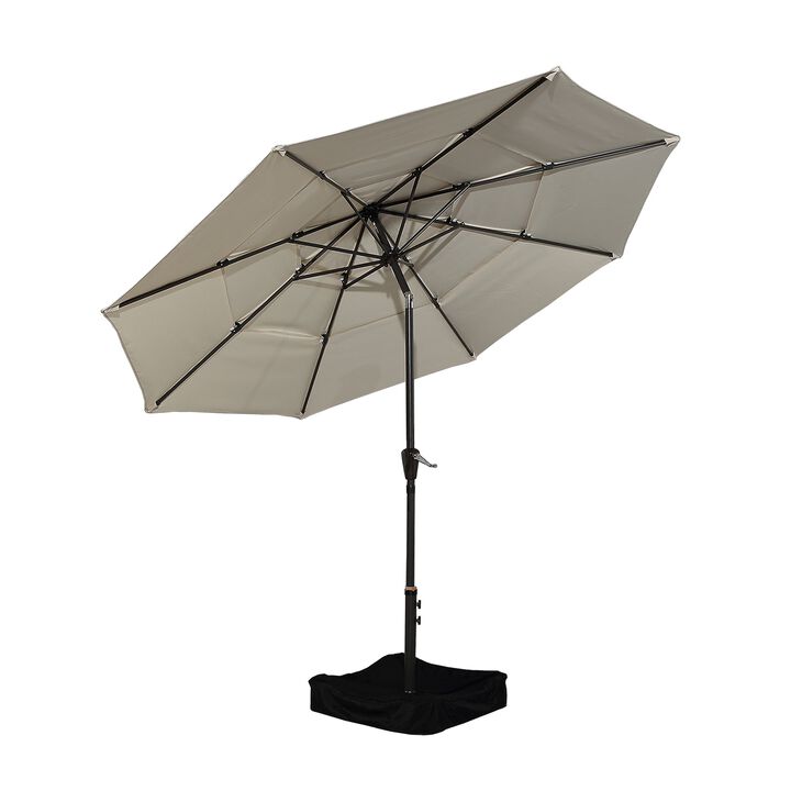 10 FT Patio Umbrella 3-Tier Outdoor Patio Table Umbrella Large Umbrella Pool Umbrella For Deck, Pool, Garden, Patio-Navy Blue