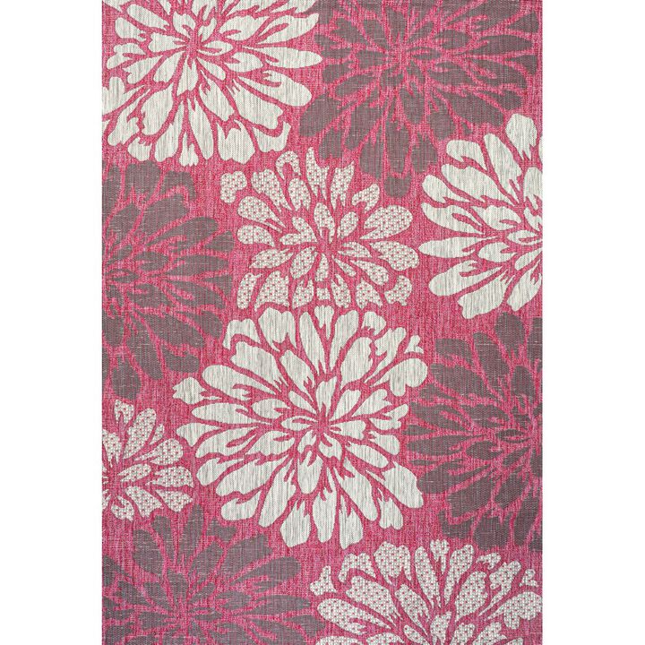 Zinnia Modern Floral Textured Weave Indoor/Outdoor Area Rug