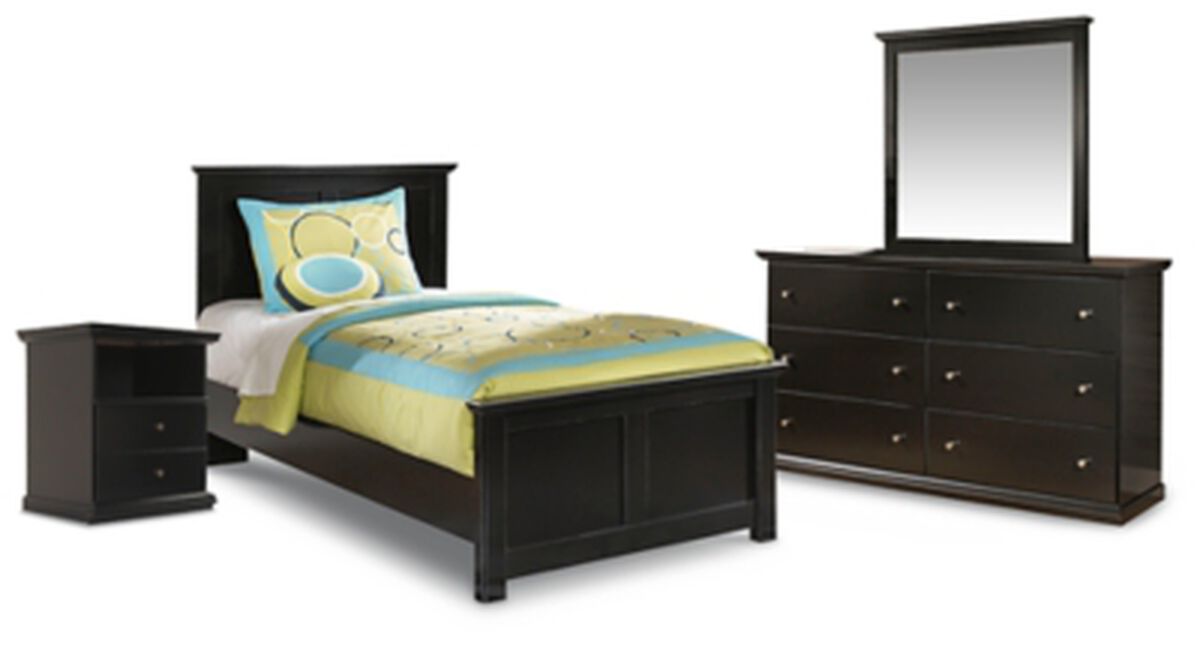 Maribel Twin Panel Bed, Dresser, Mirror and Nightstand