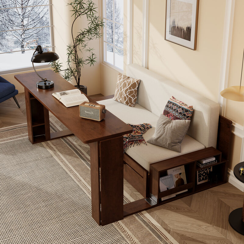 Merax Queen Size Daybed with Removable Desk image number 2