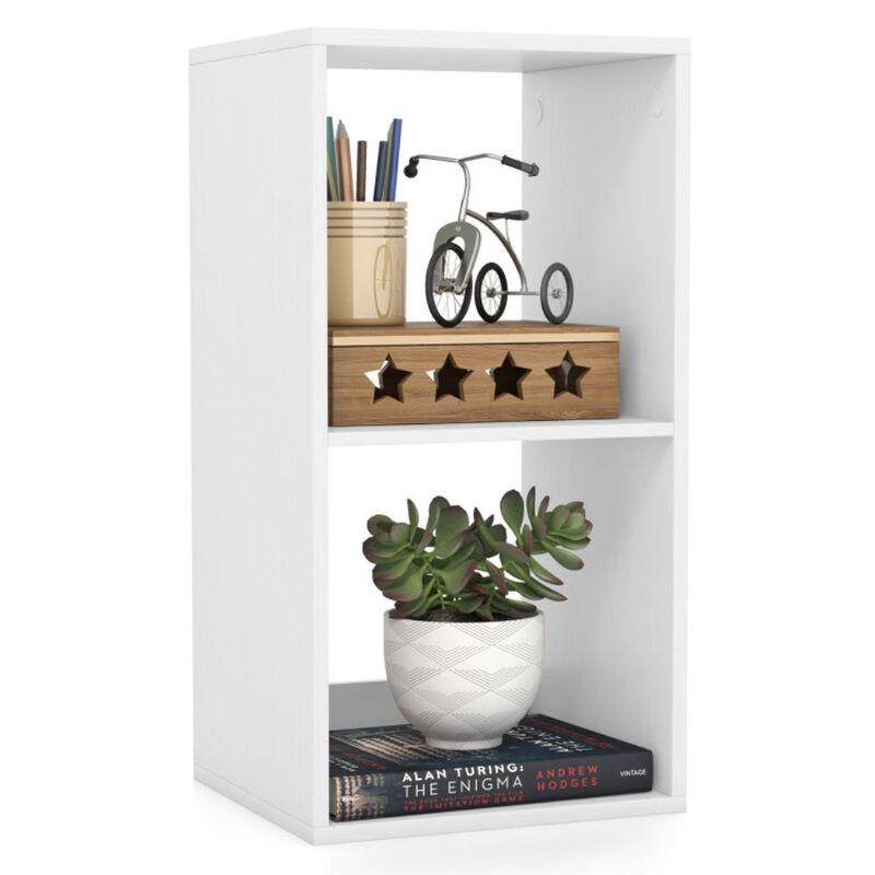 Hivvago 2 Cube Bookshelf with Back Guardrail for Living Room Bedroom
