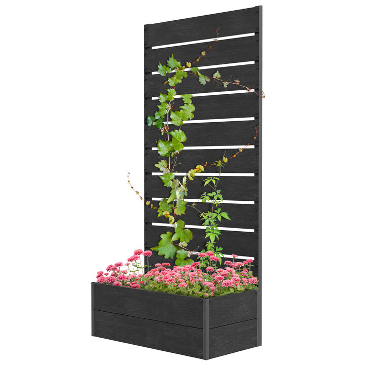 Hivvago 28"x15"x59" Raised Garden Bed with Trellis for Climbing Plants