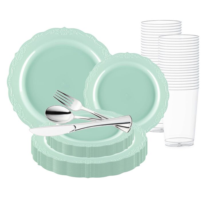 Turquoise Vintage Round Plastic Wedding Value Set (30 Sets)