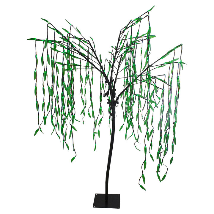 6' Lighted Christmas Willow Tree Outdoor Decoration - Green LED Lights