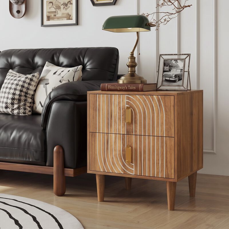 Tabwel Mid‑Century Modern Walnut Nightstand image number 2