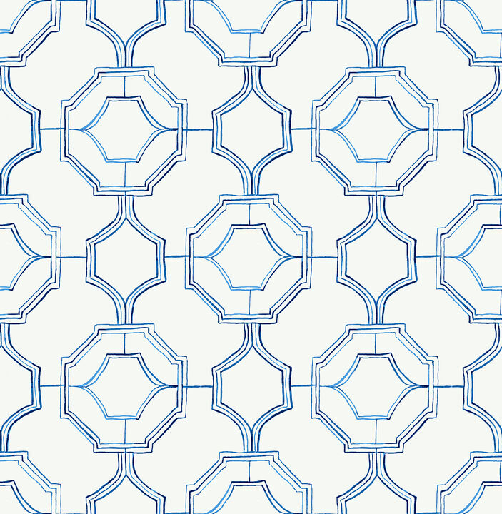 Gallina Blue Trellis Wallpaper (Set of 2)