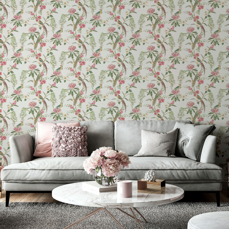 Celine Pink Courtyard Garden Wallpaper image number 2