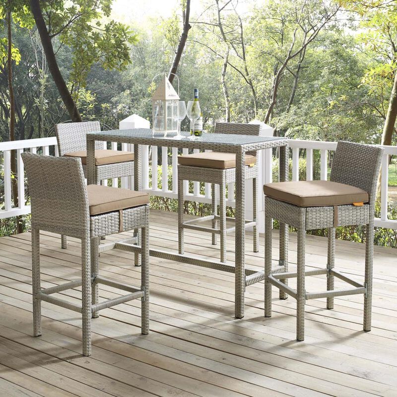 Conduit Outdoor Patio Wicker Rattan Bar Stool Set of 4 image number 1