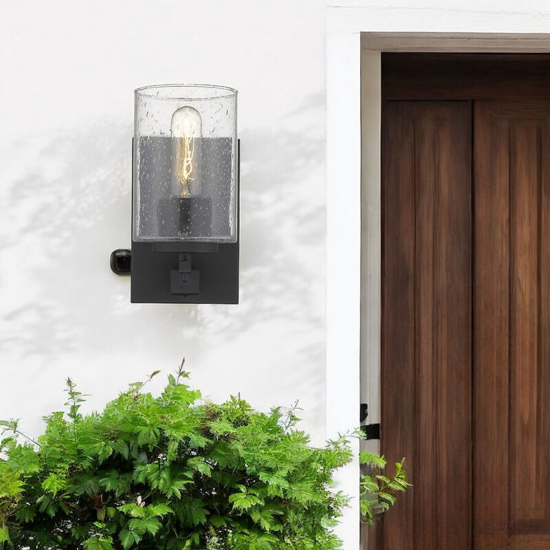 Hivvago Black Metal and Textured Glass Wall Sconce