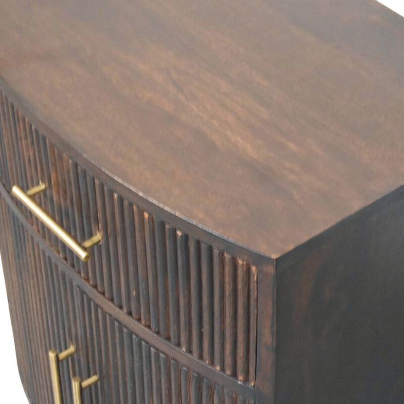 Artisan Furniture Solid Wood Milan Bedside,1 Drawer, 2 Inside Shelves, Dark Brown image number 4