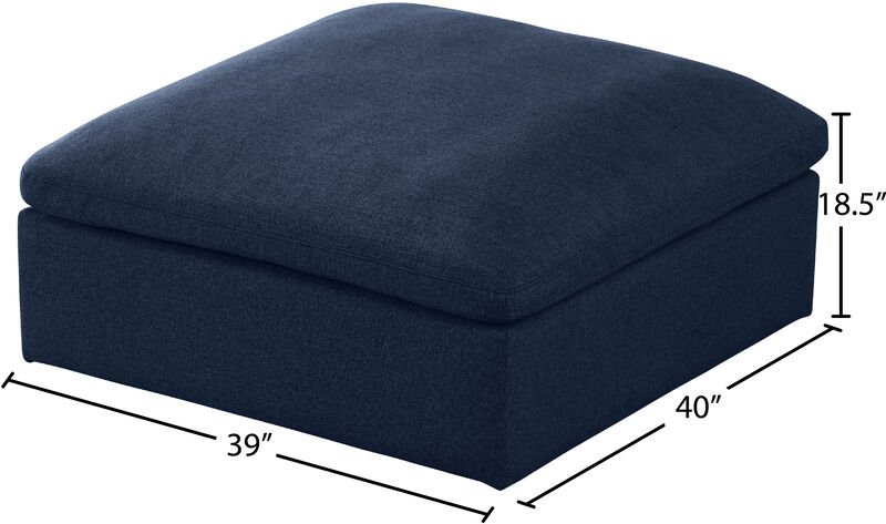 Meridian Furniture Serene Navy Linen Textured Fabric Deluxe Comfort Modular Ottoman