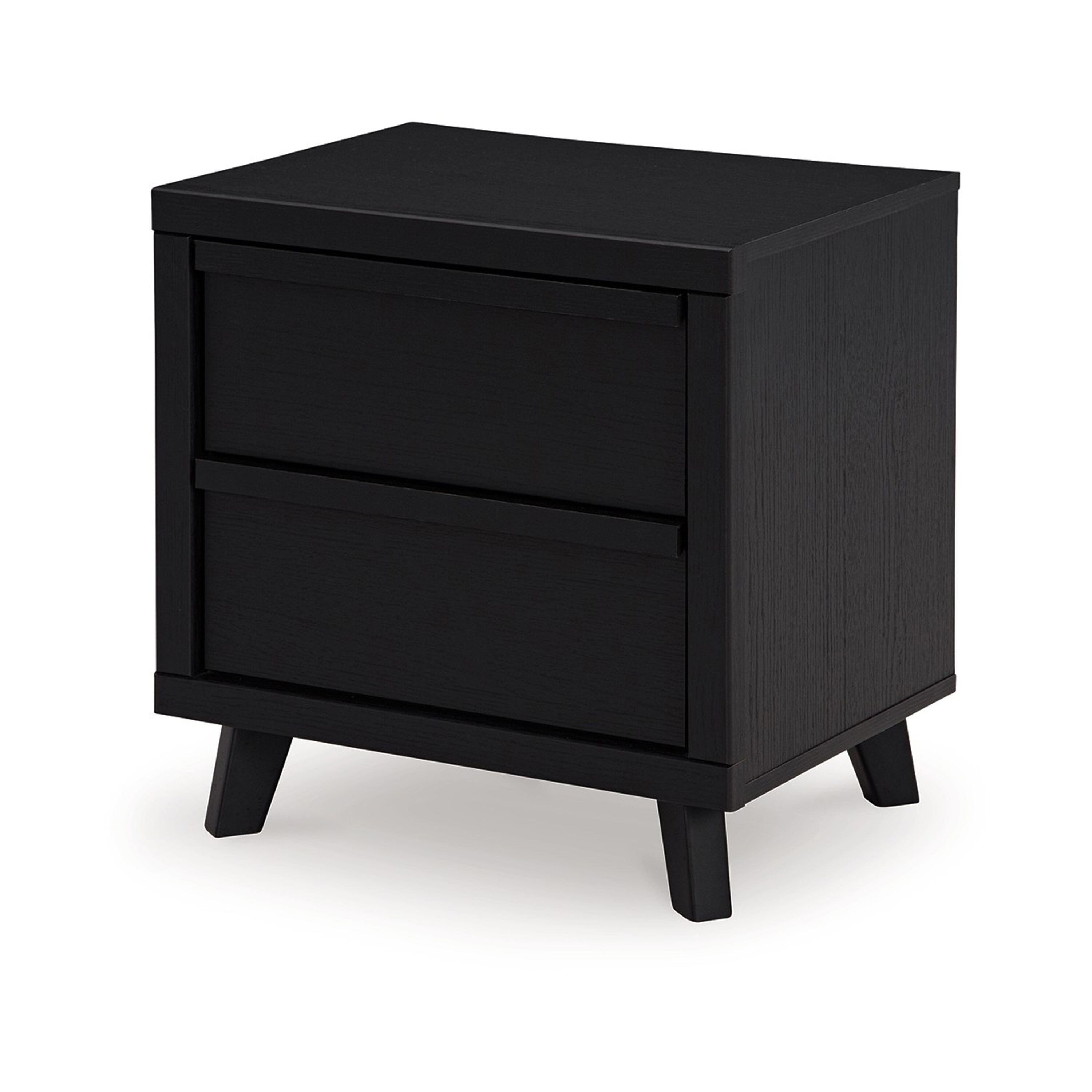 Danzi Nightstand, 2 Storage Drawers, 22 Inch, Modern Black Laminate
